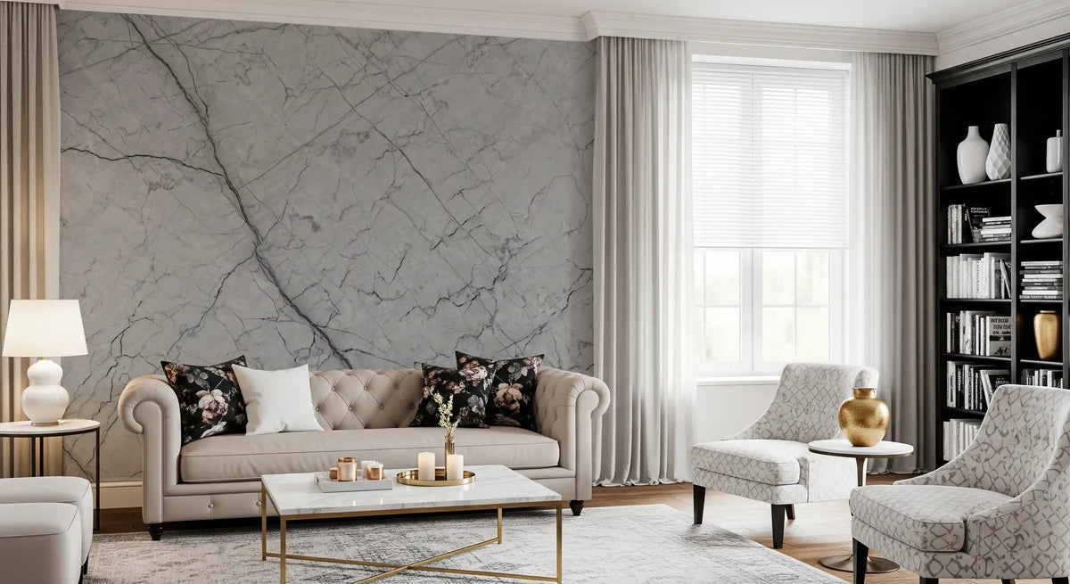 Monochromatic Grey Veined Stone Wall Mural