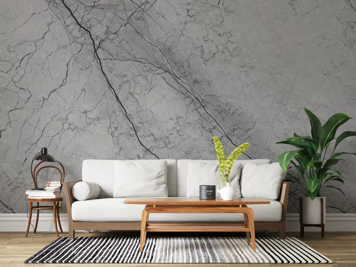 Monochromatic Grey Marble Vein Wall Mural