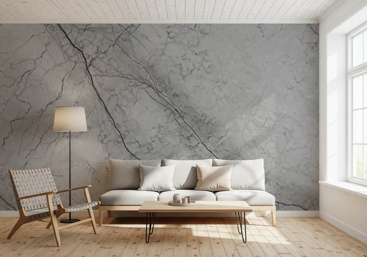 Monochromatic Grey Marble Vein Wall Mural