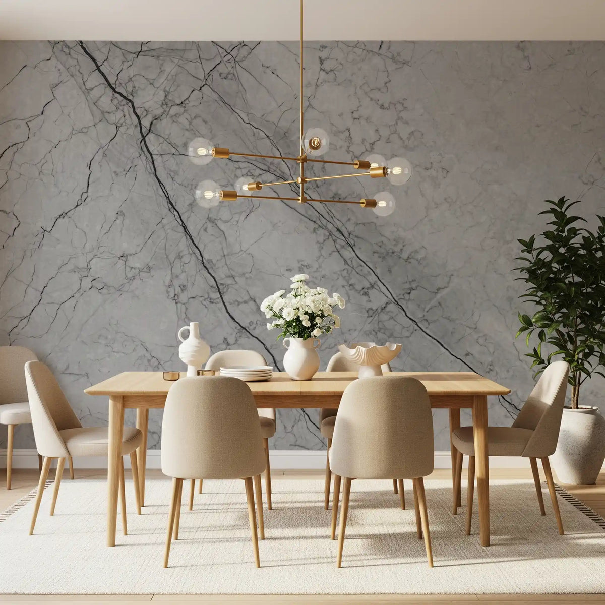 Monochromatic Grey Marble Vein Wall Mural