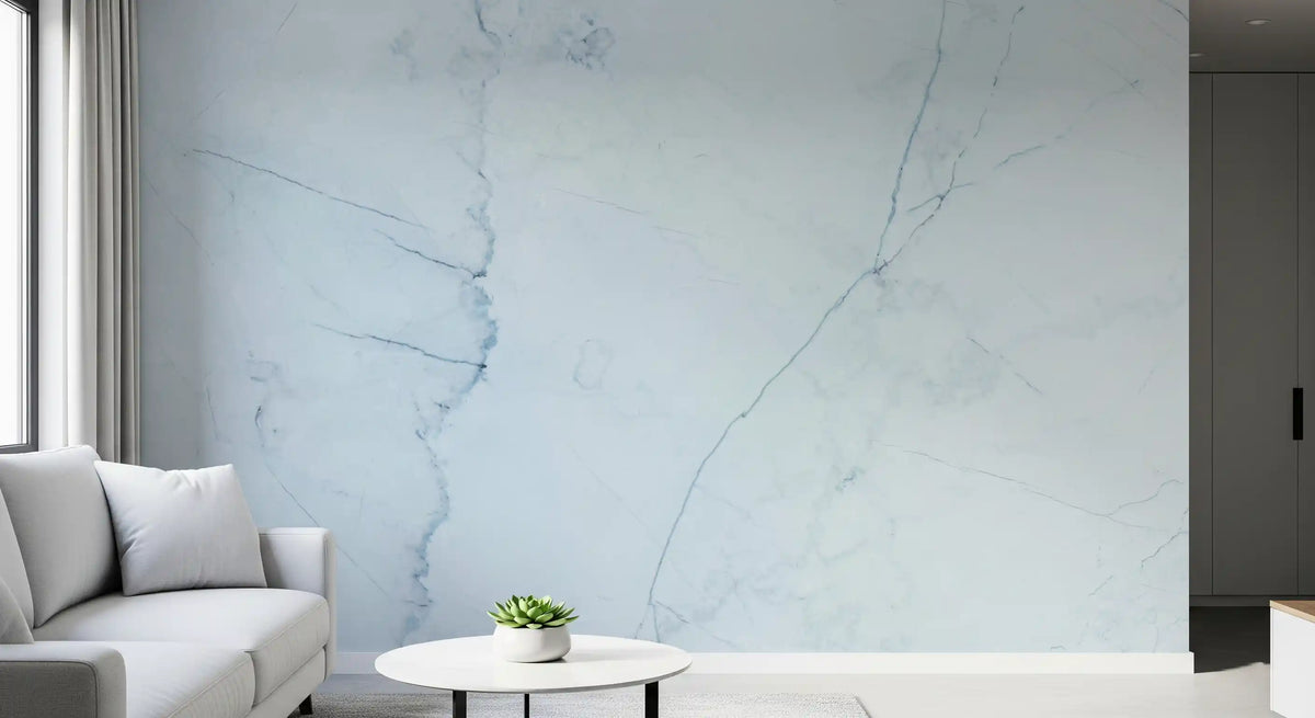 Serene Ice Blue Marble Slab Wall Mural