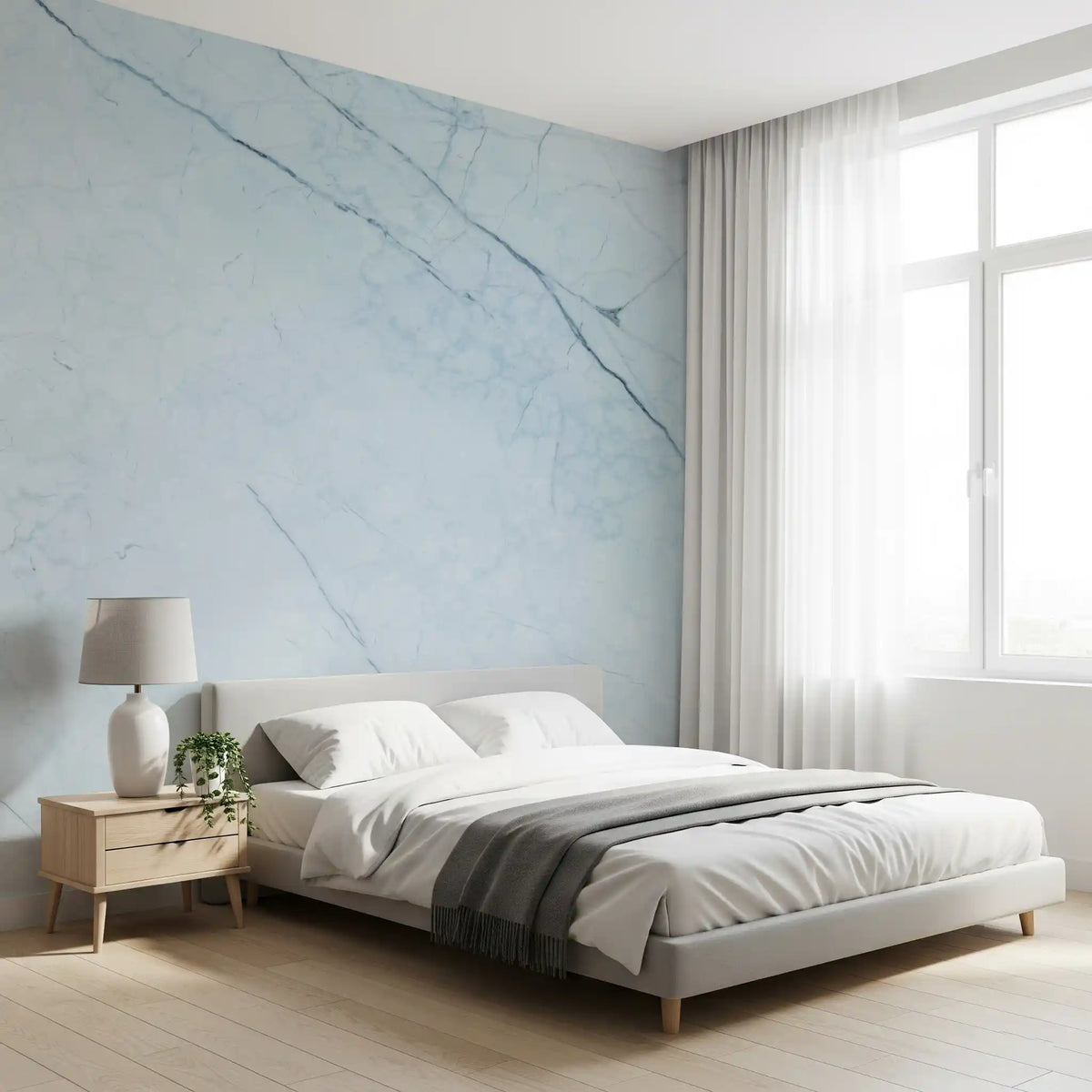 Ethereal Azure Marble Vein Wall Mural