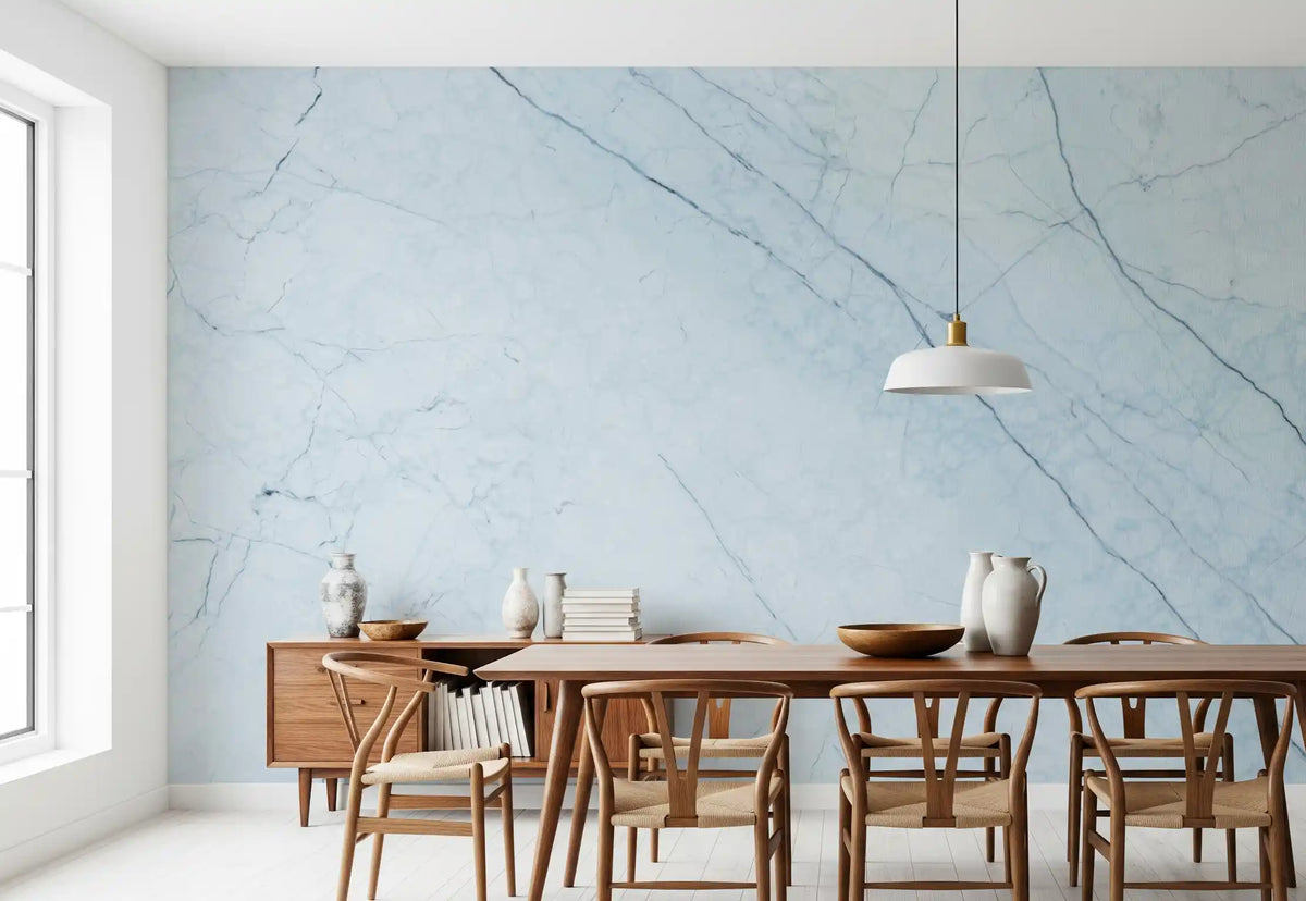 Ethereal Azure Marble Vein Wall Mural