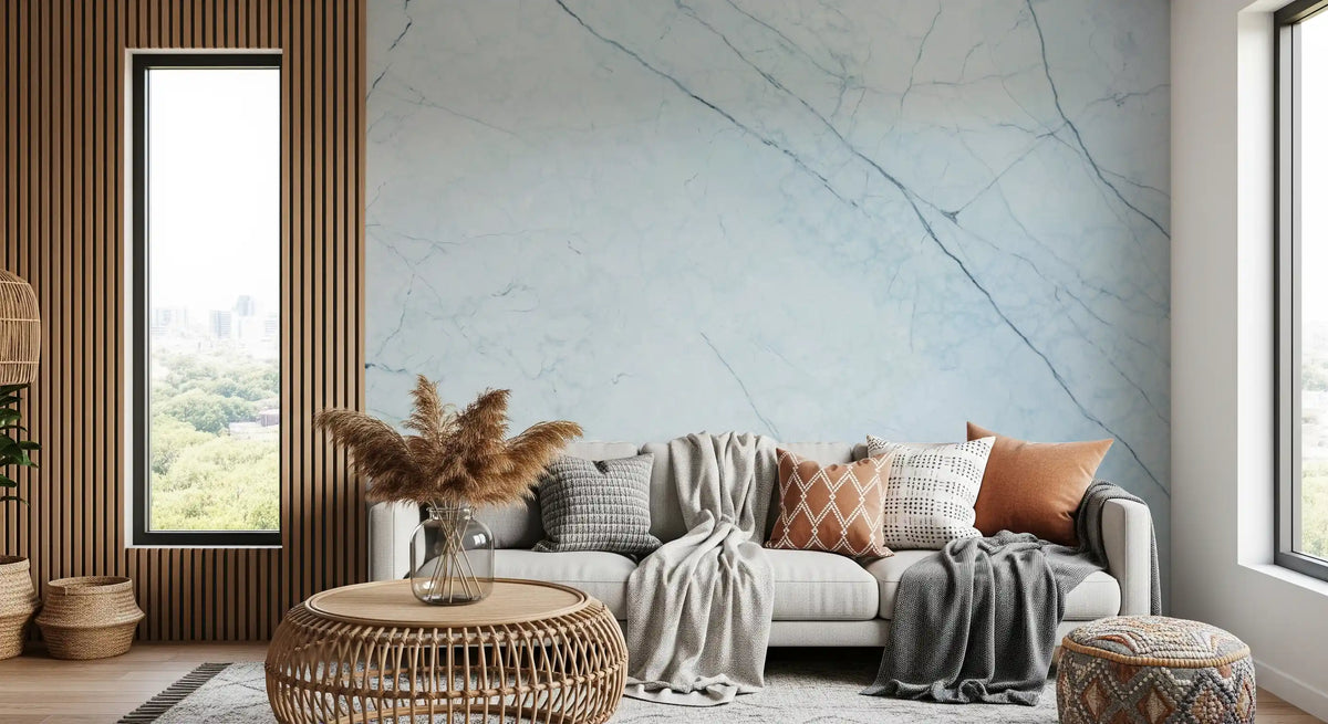 Ethereal Azure Marble Vein Wall Mural