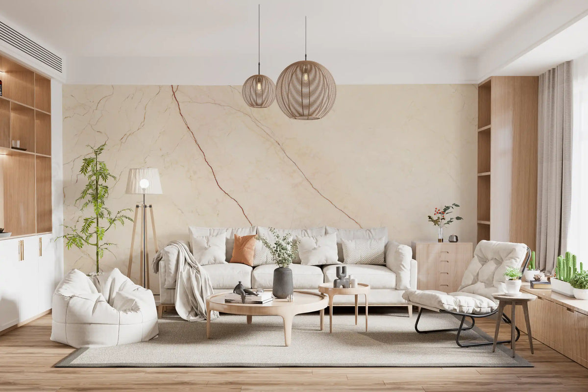 Cream Stone Veined Marble Wall Mural