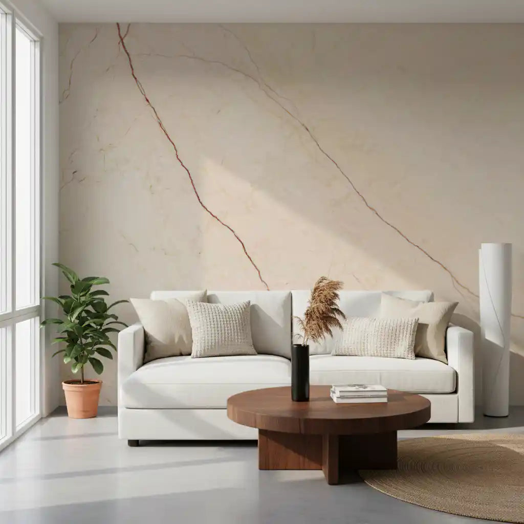 Cream Stone Veined Marble Wall Mural