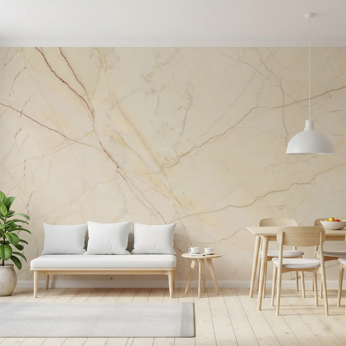 Creamy Veined Marble Surface Wall Mural