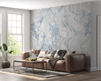 Ethereal Blue Veined Marble Texture Wall Mural