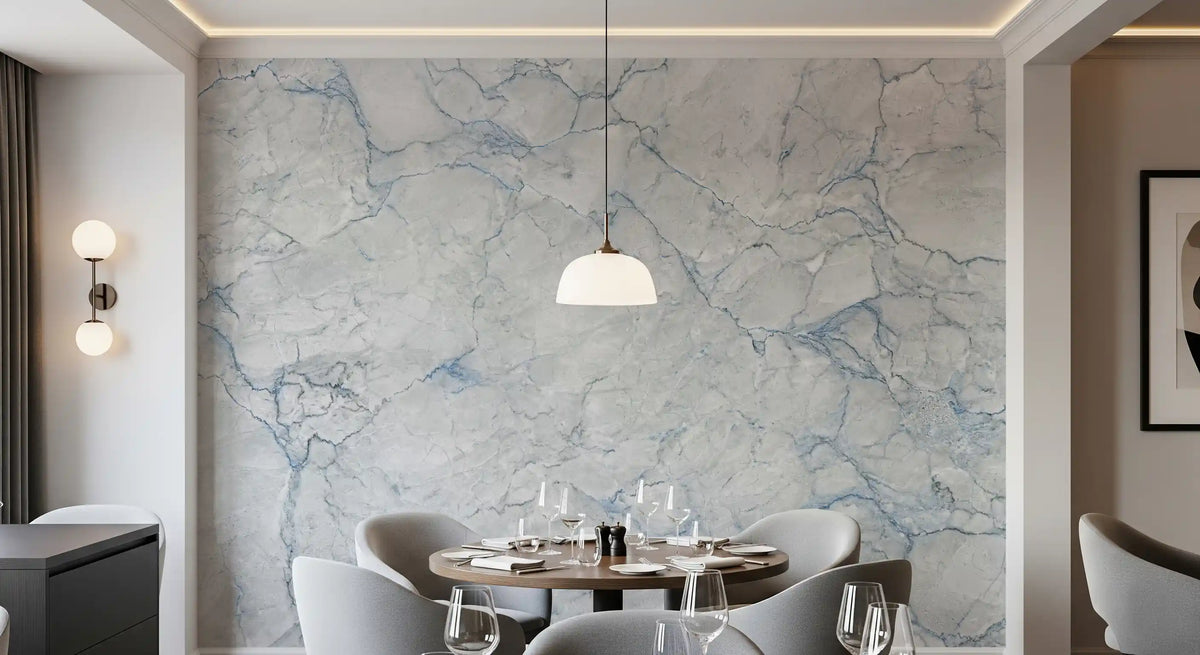 Cool Grey Blue Marble Vein Wall Mural