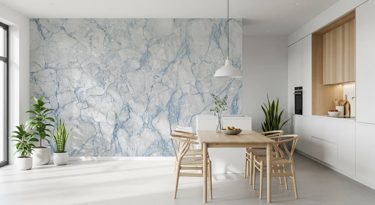 Ethereal Blue Veined Marble Wall Mural