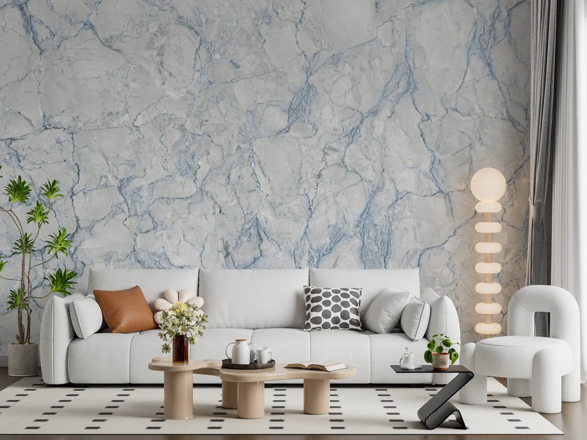 Ethereal Blue Veined Marble Wall Mural