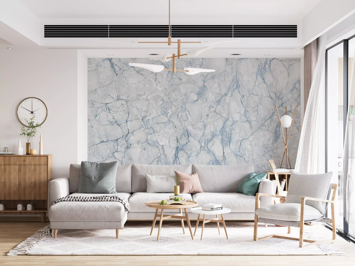 Ethereal Blue Veined Marble Wall Mural