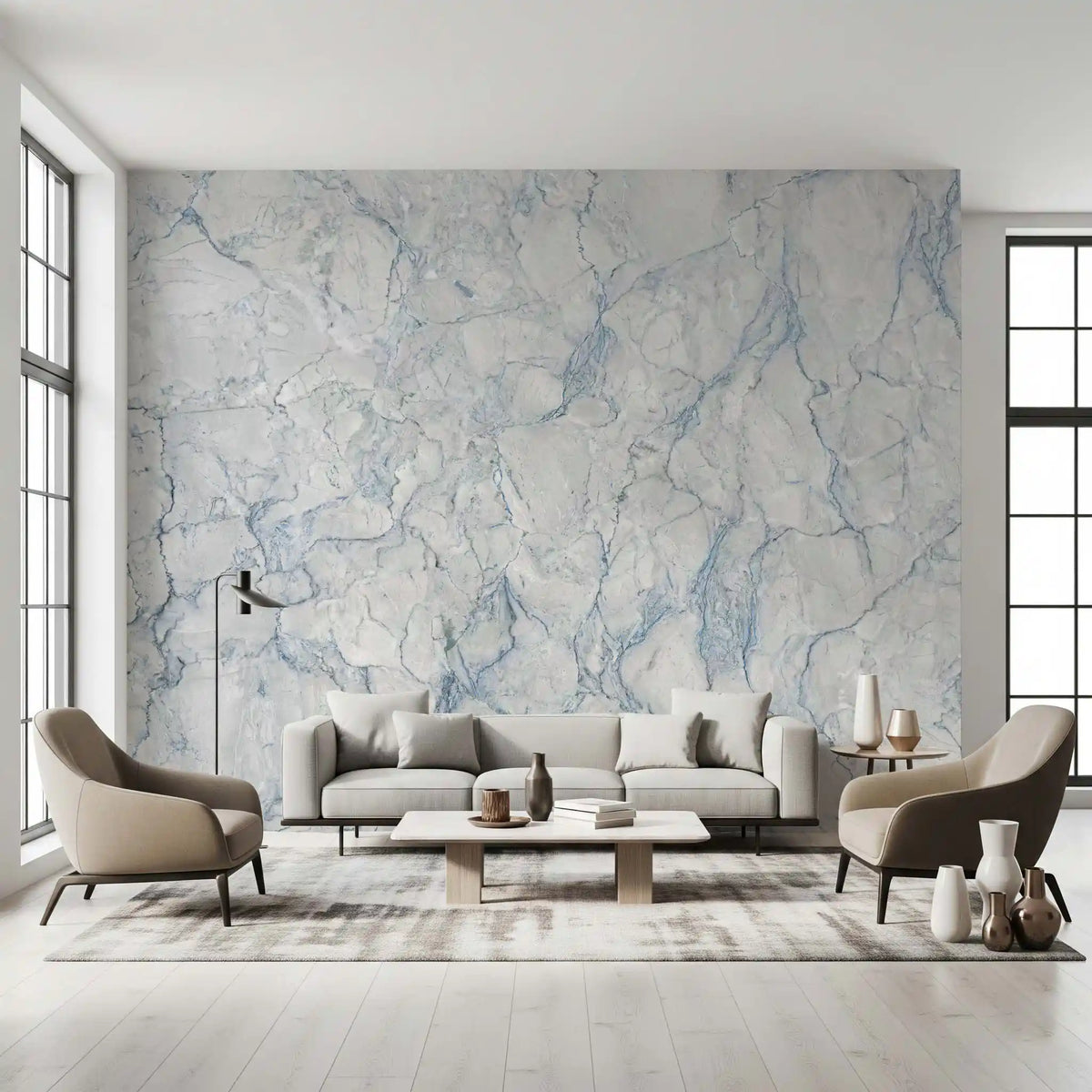 Ethereal Blue Veined Marble Wall Mural
