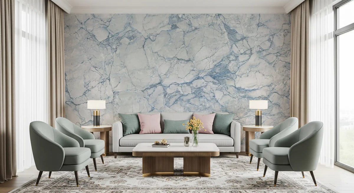 Ethereal Blue Marble Slab Wall Mural