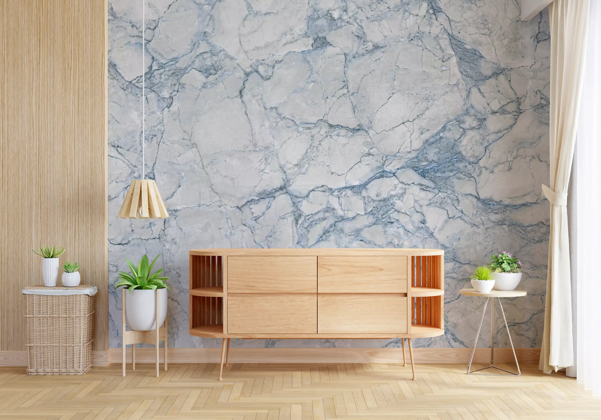 Ethereal Blue Marble Slab Wall Mural