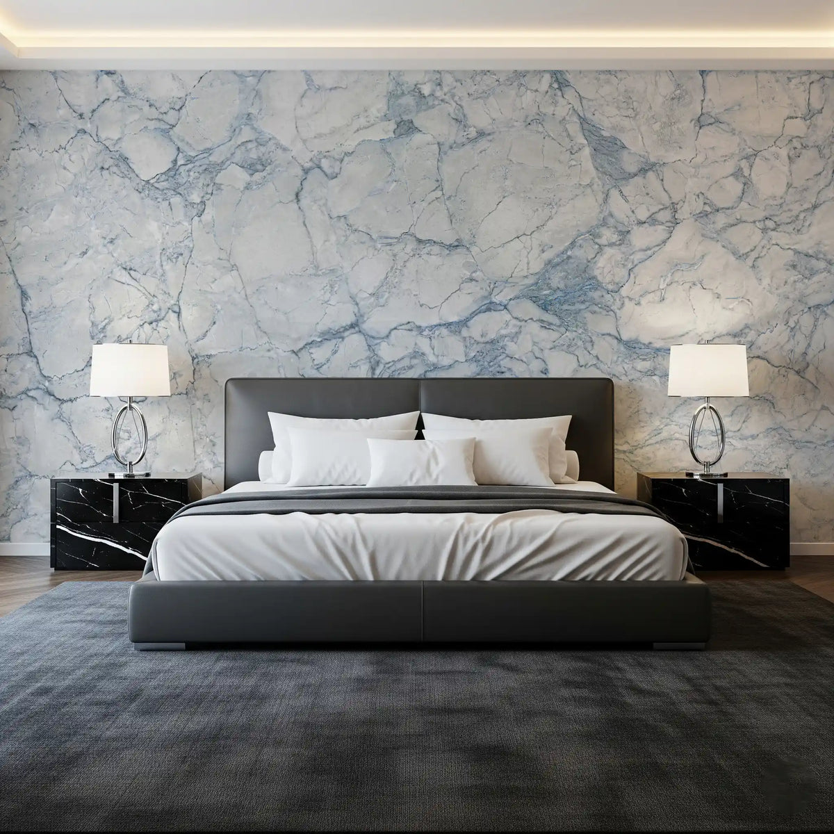 Ethereal Blue Marble Slab Wall Mural