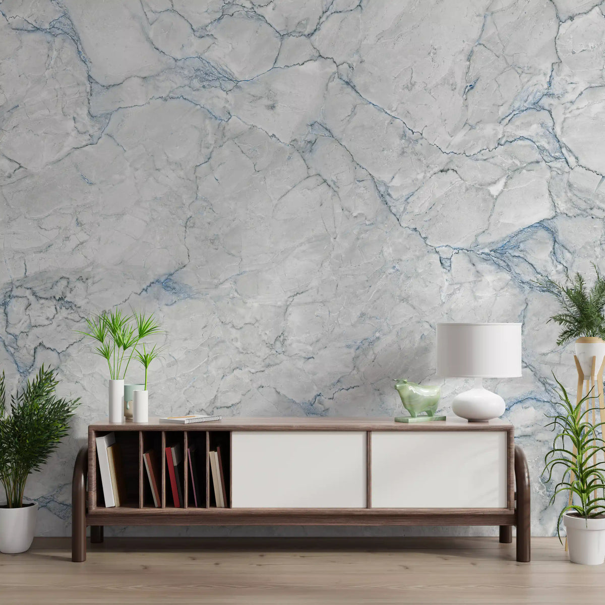 Ethereal Blue Vein Stone Texture Wall Mural