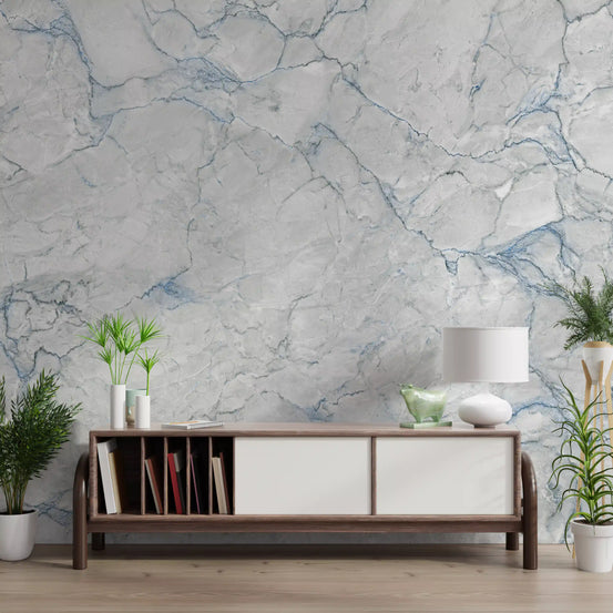 Ethereal Blue Vein Stone Texture Wall Mural