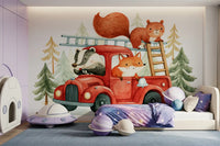 Forest Firefighters Animal Adventure Wall Mural