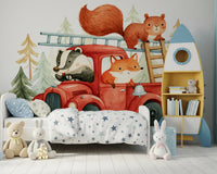 Forest Firefighters Animal Adventure Wall Mural