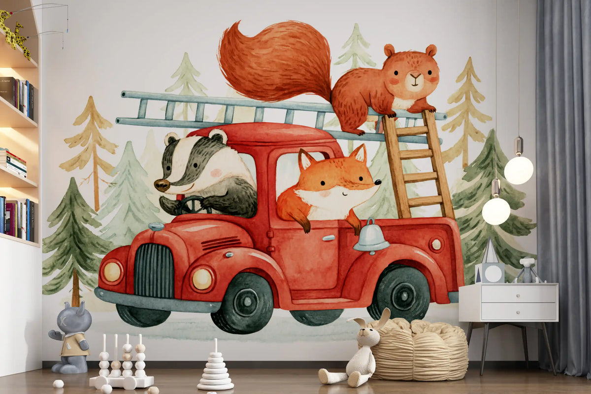 Forest Firefighters Animal Adventure Wall Mural