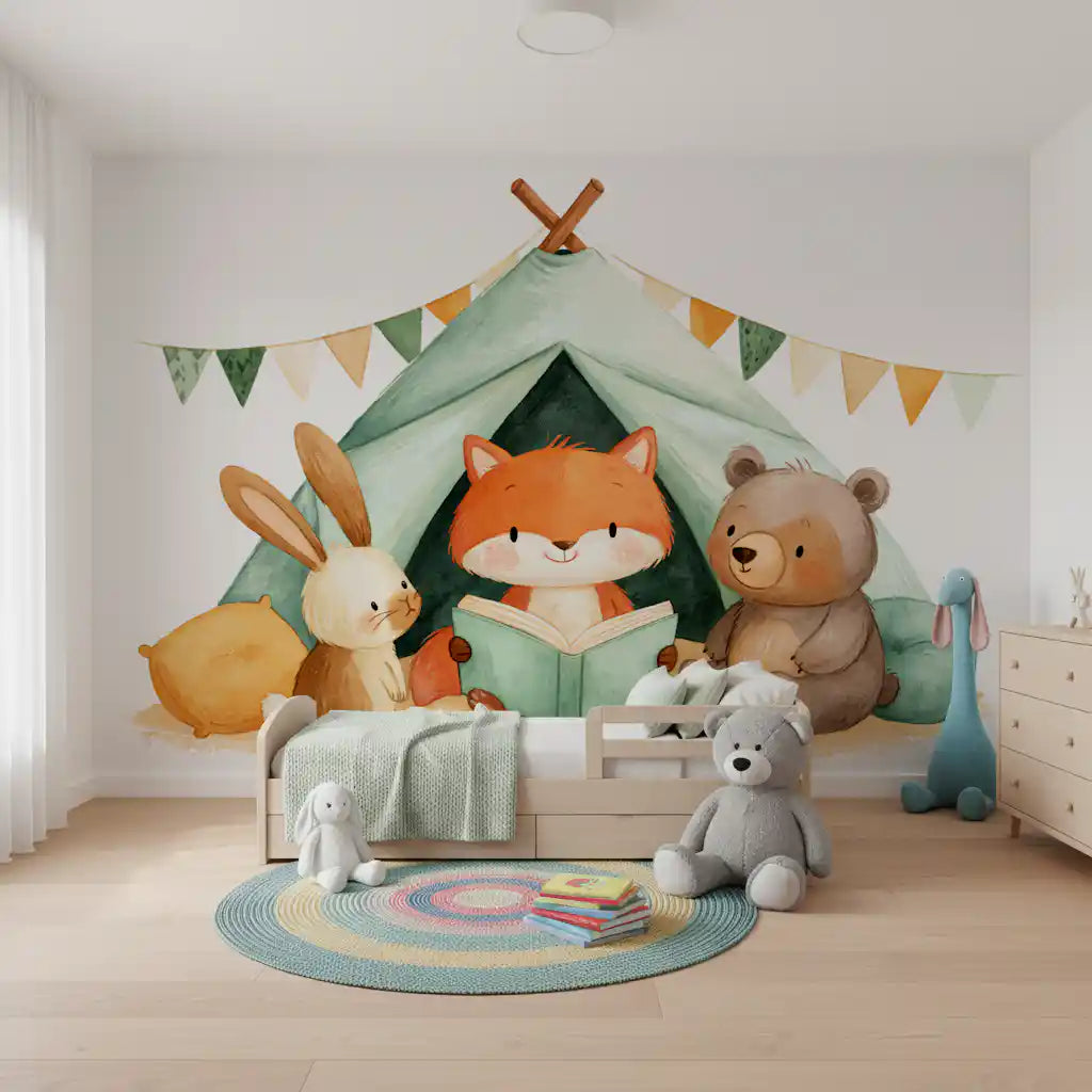 Fox and Friends Camping Adventure Wall Mural