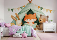 Fox and Friends Camping Adventure Wall Mural