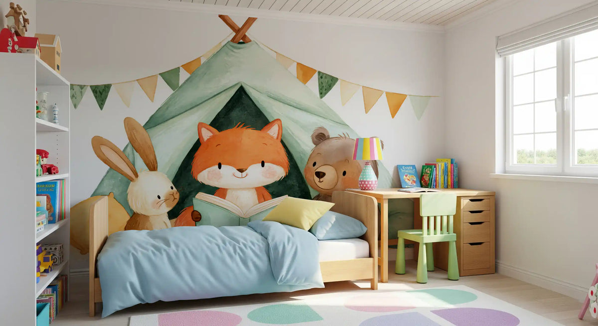 Fox and Friends Camping Adventure Wall Mural