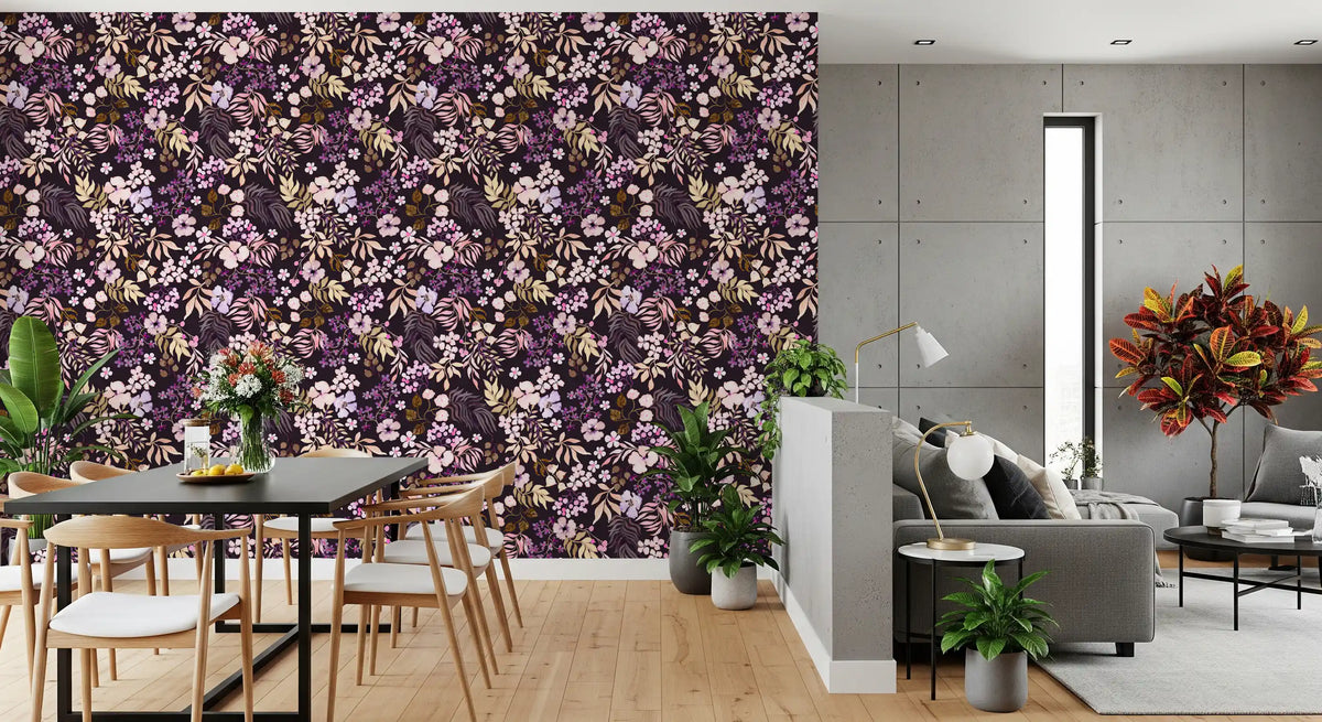 Dark Botanical Wildflowers Wallpaper⁠