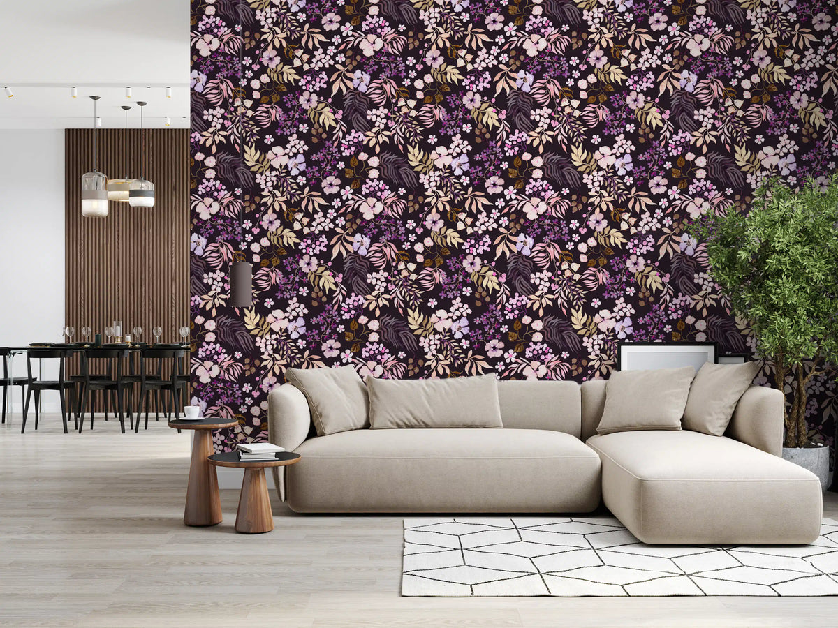 Dark Botanical Wildflowers Wallpaper⁠