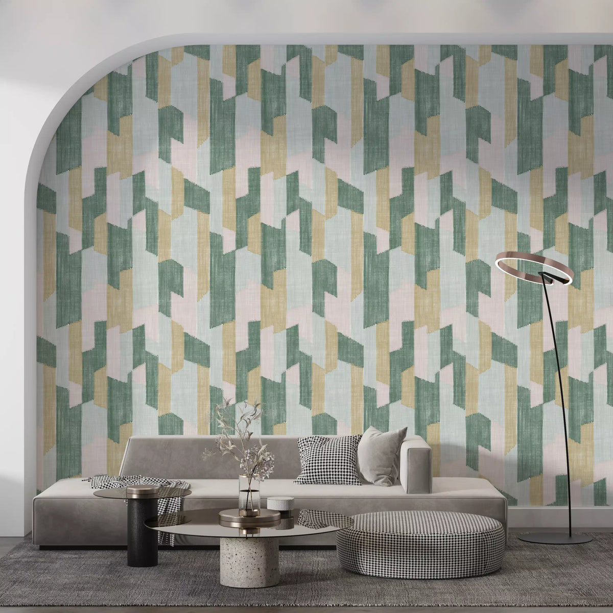 Modern Textured Hand Painted Geometries Charm Wallpaper⁠