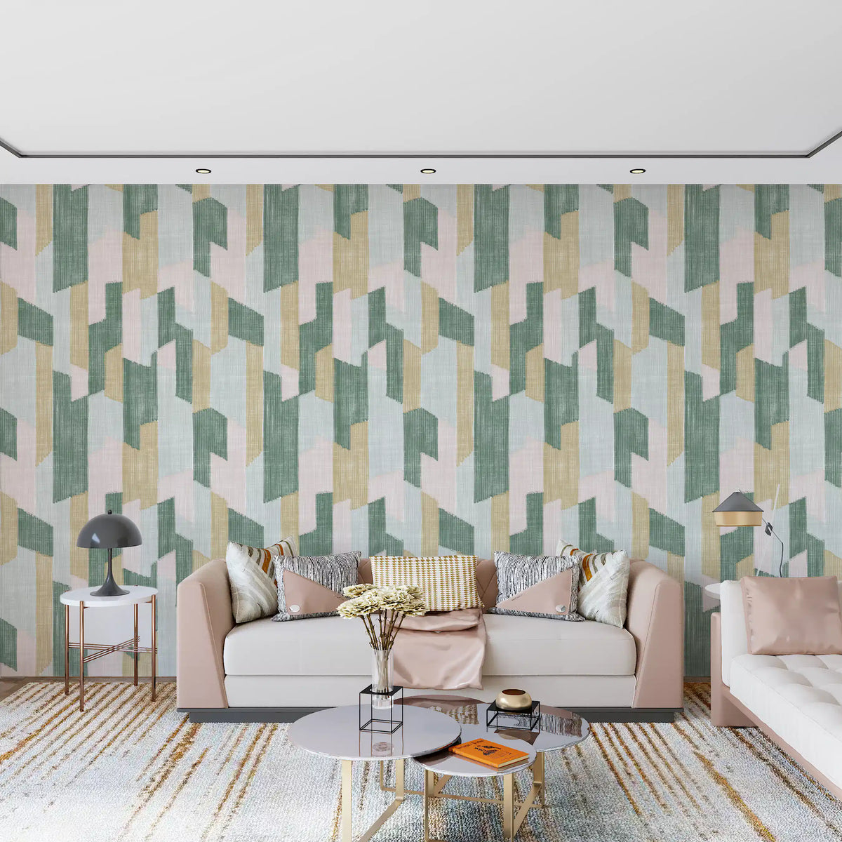 Modern Textured Hand Painted Geometries Charm Wallpaper⁠