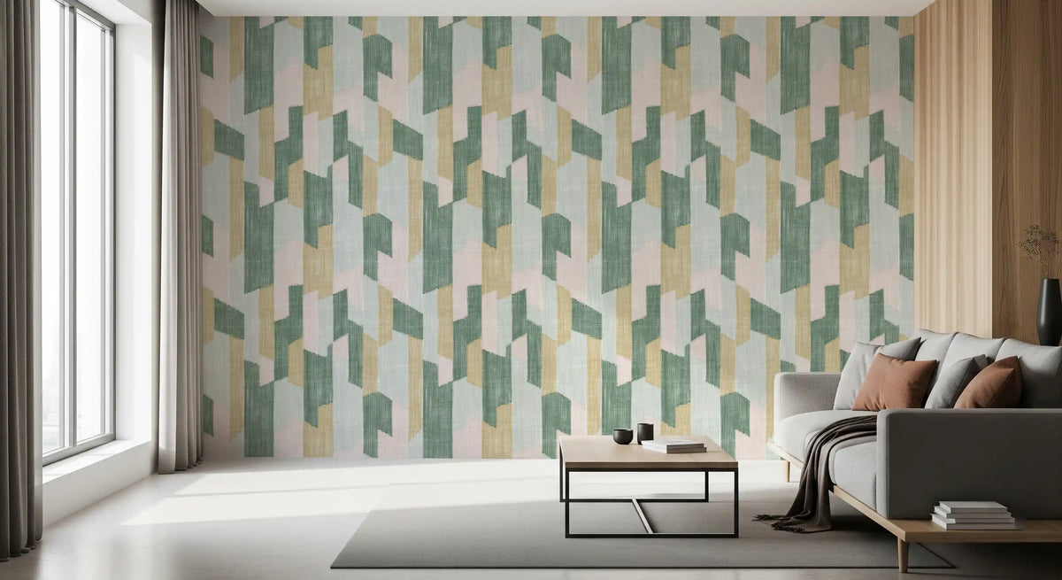 Modern Textured Hand Painted Geometries Charm Wallpaper⁠