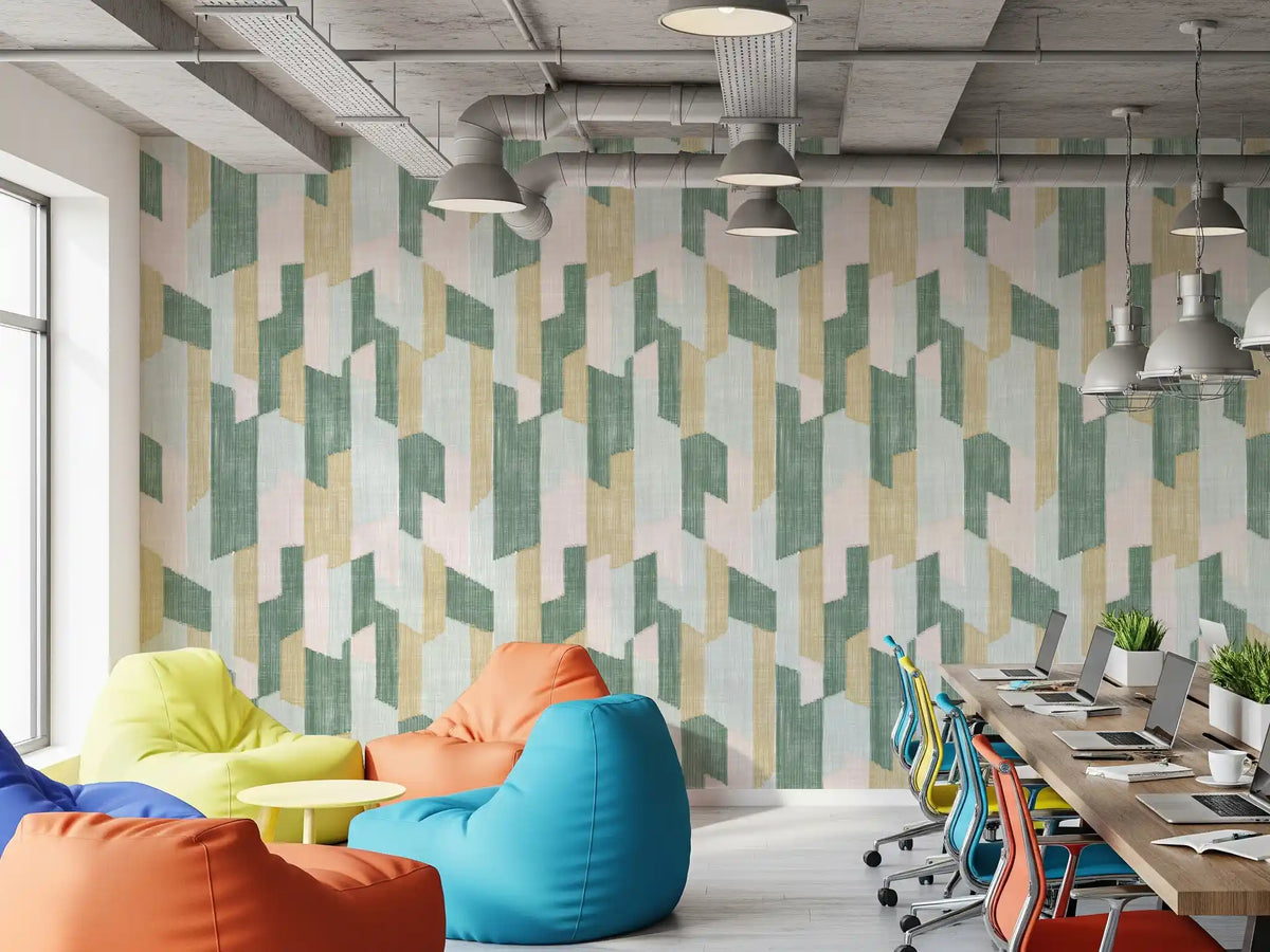 Modern Textured Hand Painted Geometries Charm Wallpaper⁠