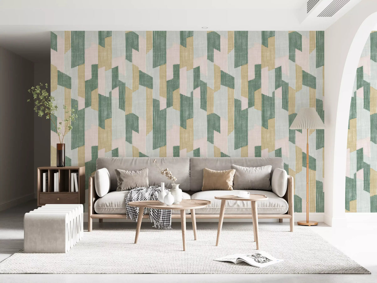 Modern Textured Hand Painted Geometries Charm Wallpaper⁠