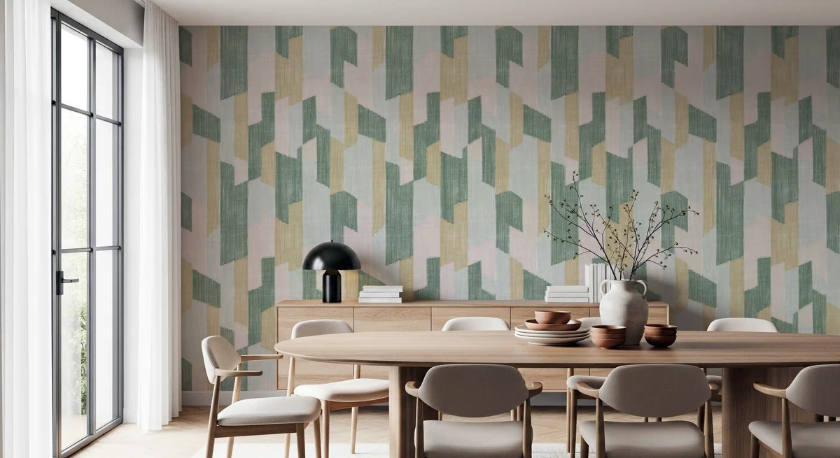 Modern Textured Hand Painted Geometries Charm Wallpaper⁠