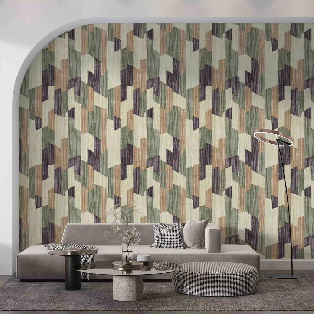 Modern Textured Hand Painted Geometries Calm Wallpaper⁠