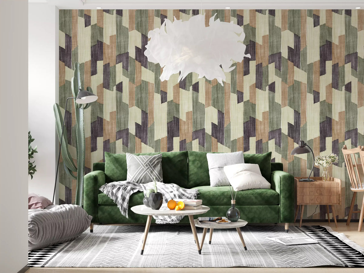 Modern Textured Hand Painted Geometries Calm Wallpaper⁠