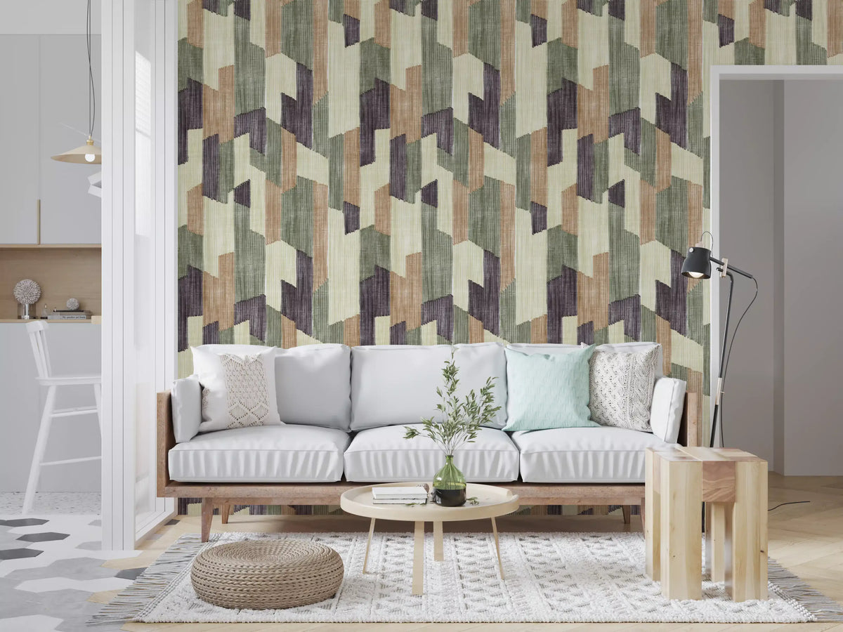 Modern Textured Hand Painted Geometries Calm Wallpaper⁠