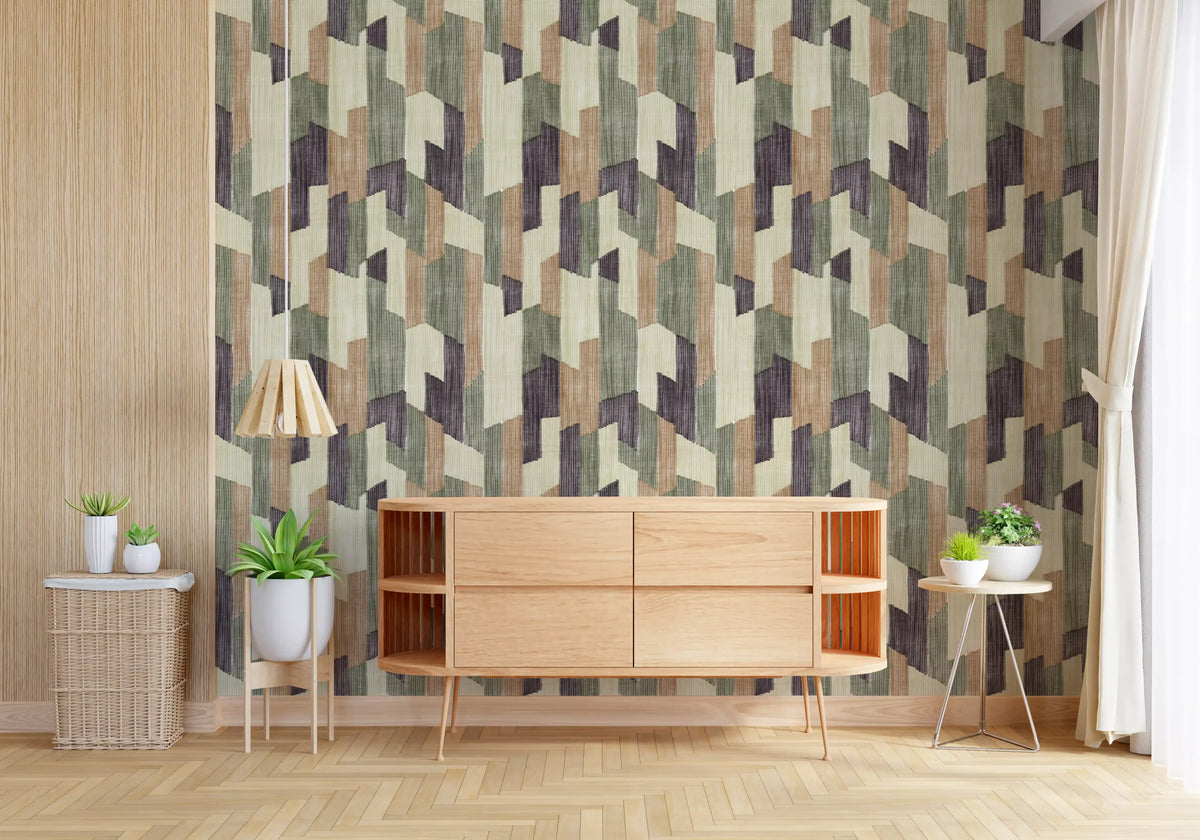 Modern Textured Hand Painted Geometries Calm Wallpaper⁠
