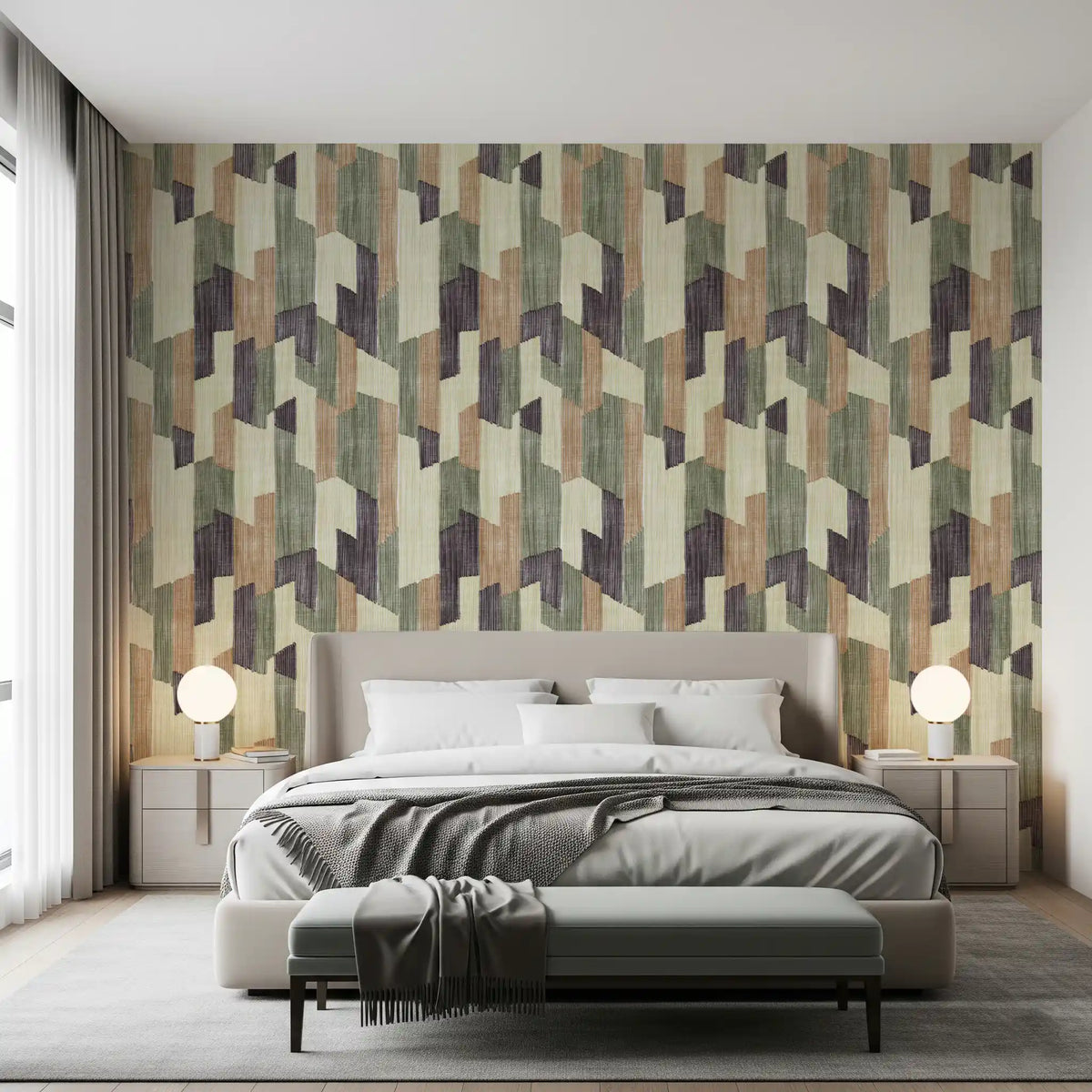 Modern Textured Hand Painted Geometries Calm Wallpaper⁠