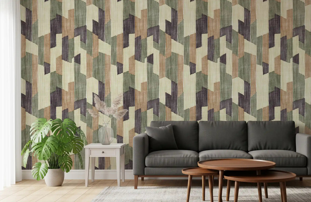 Modern Textured Hand Painted Geometries Calm Wallpaper⁠