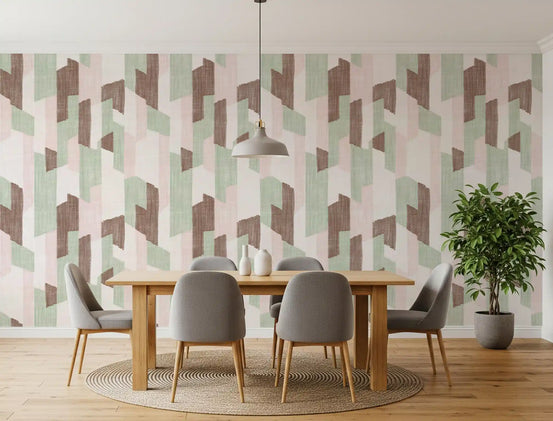 Modern Textured Hand Painted Geometries Delight Wallpaper⁠