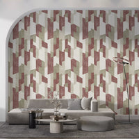 Modern Textured Hand Painted Geometries Earthy Wallpaper⁠