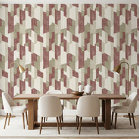 Modern Textured Hand Painted Geometries Earthy Wallpaper⁠