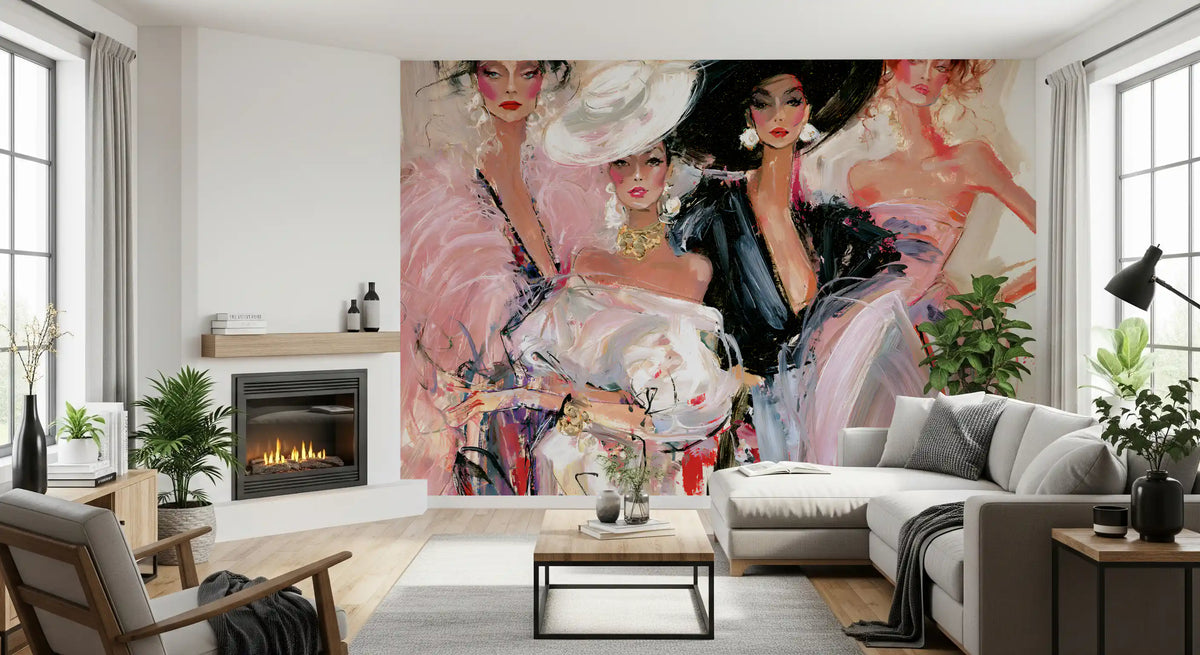High Fashion Painted Portraits Wall Mural