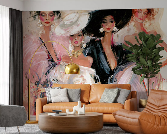 High Fashion Painted Portraits Wall Mural