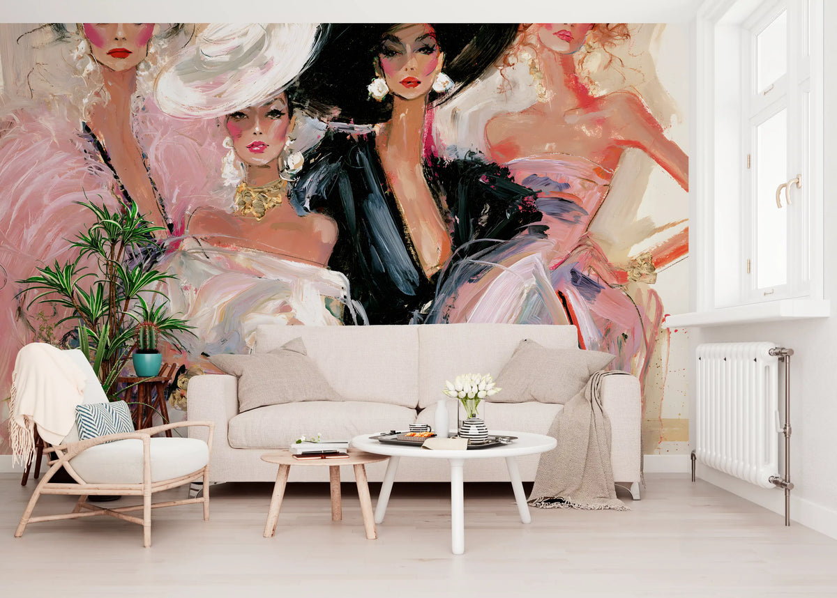 High Fashion Painted Portraits Wall Mural