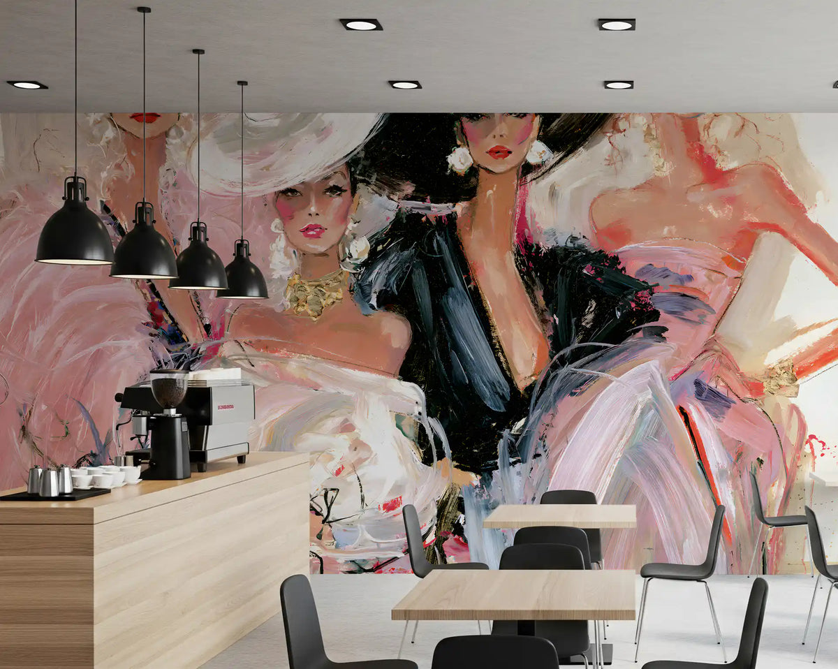 High Fashion Painted Portraits Wall Mural