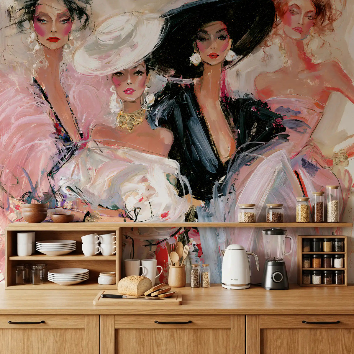 High Fashion Painted Portraits Wall Mural